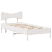 Letto singolo | Letto per adulti | Giroletto senza Materasso Bianco 100x200 cm Legno Massello Pino