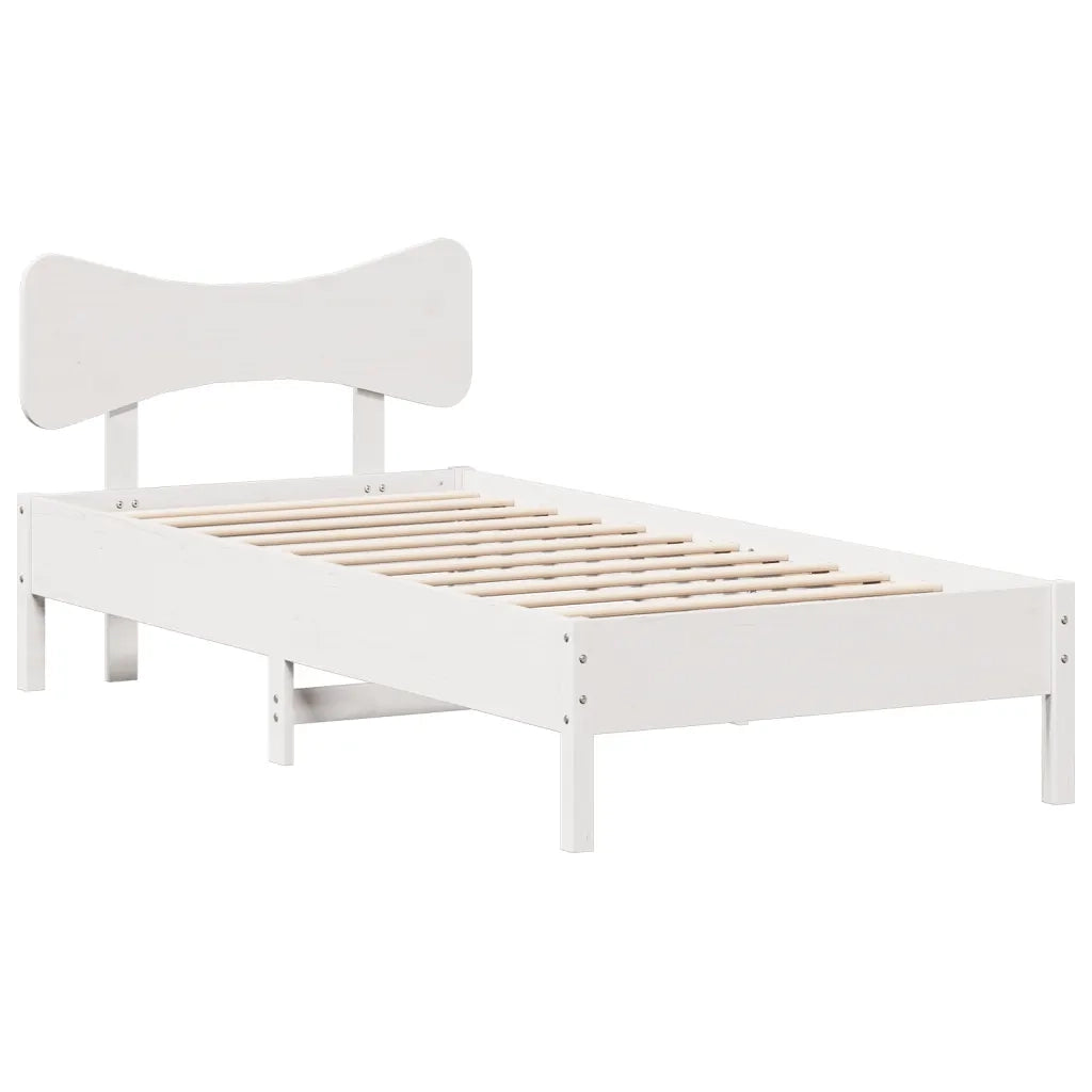 Letto singolo | Letto per adulti | Giroletto senza Materasso Bianco 100x200 cm Legno Massello Pino