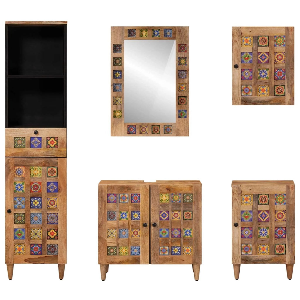 Set di mobili per il bagno con cassetto 5 pcs Naturale 3310099