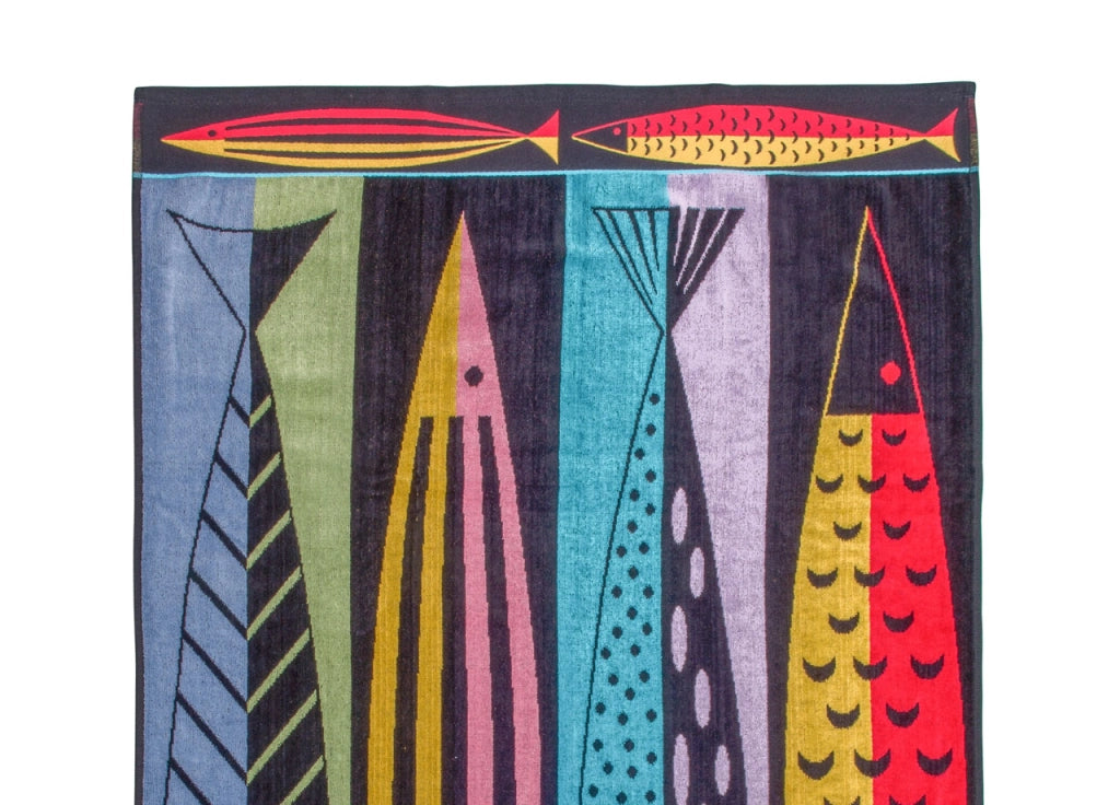 Telo Mare Jacquard Spugna Asciugamano Spiaggia Disegno Picasso Fish