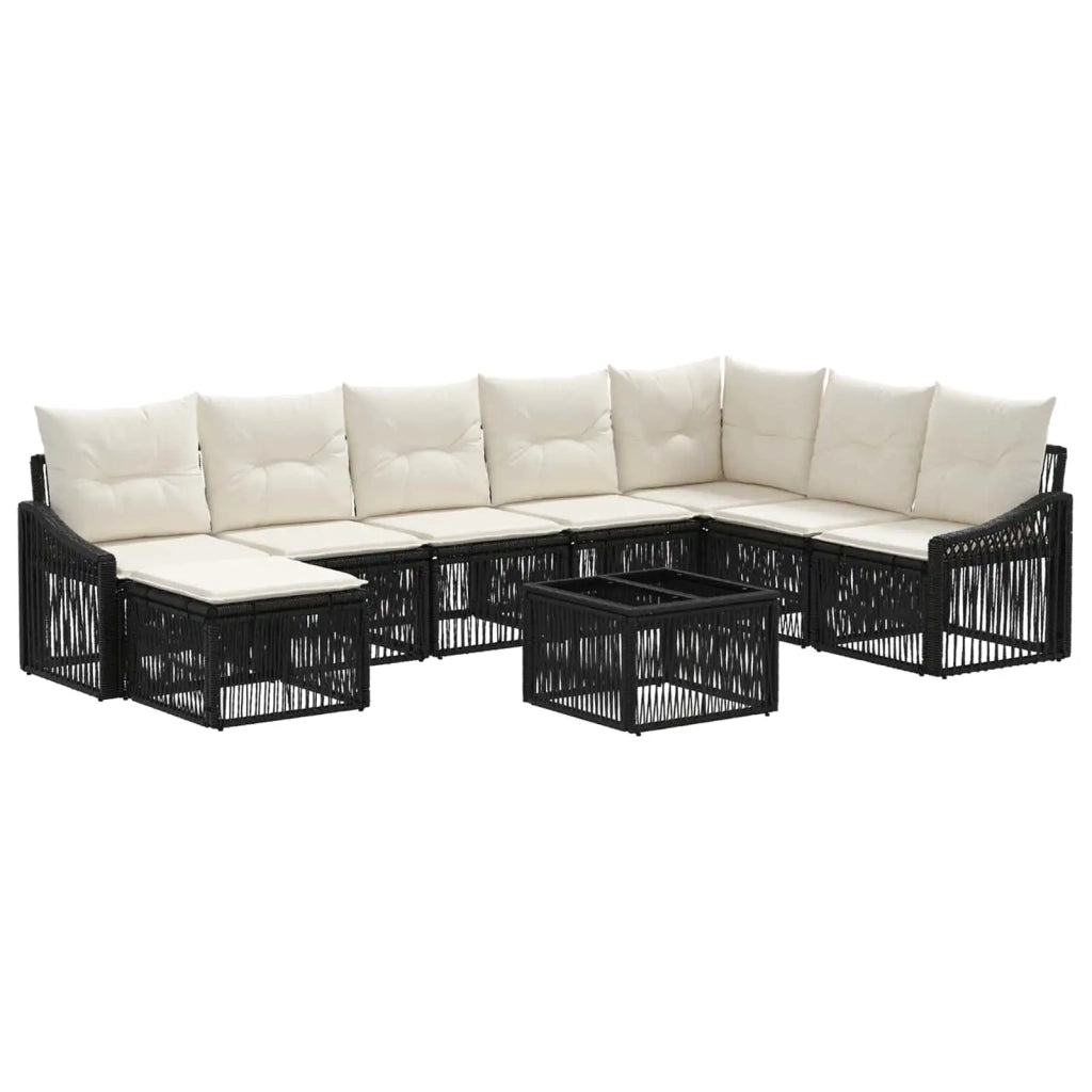 Set Divano da Giardino 9 pcs Nero polyrattan 3436099