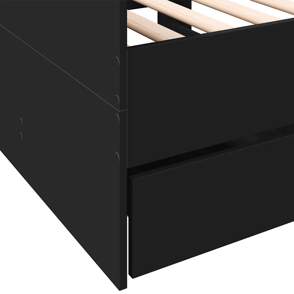 Divano letto | Sof¨¤ letto | Letto singolo con Cassetti senza Materasso Nero 75x190 cm