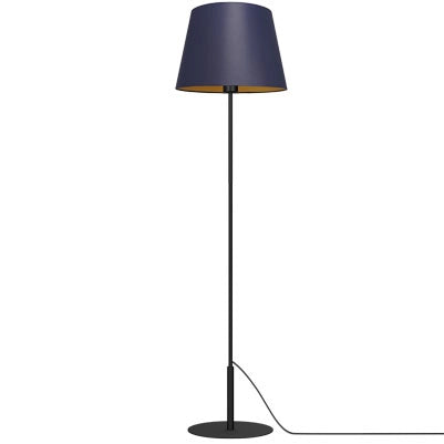 Lampada da terra nera Arden paralume blu E27 Luminex