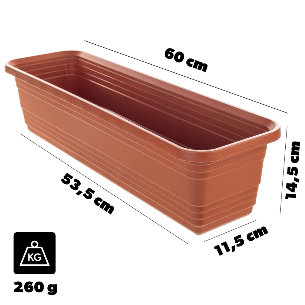 Vaso da fiori per balcone KADAX, 60 cm, rosso mattone.