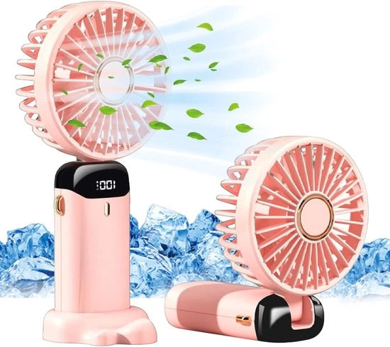 Ventilatore portatile - Display LED - Ripiegabile - Rosa