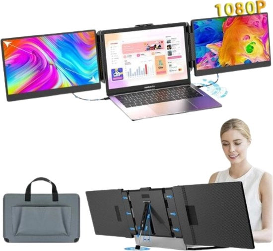 Doppia Monitor Portatile - Schermo Extra per Laptop Opzionabile - Monitor Portatile 14 Pollici - Monitor Portatile 1920x1080