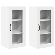 Set di 2 pensili da cucina moderni pratici per riporre oggetti 40 x 31 x 80 cm in legno composito bianco 02_0054005