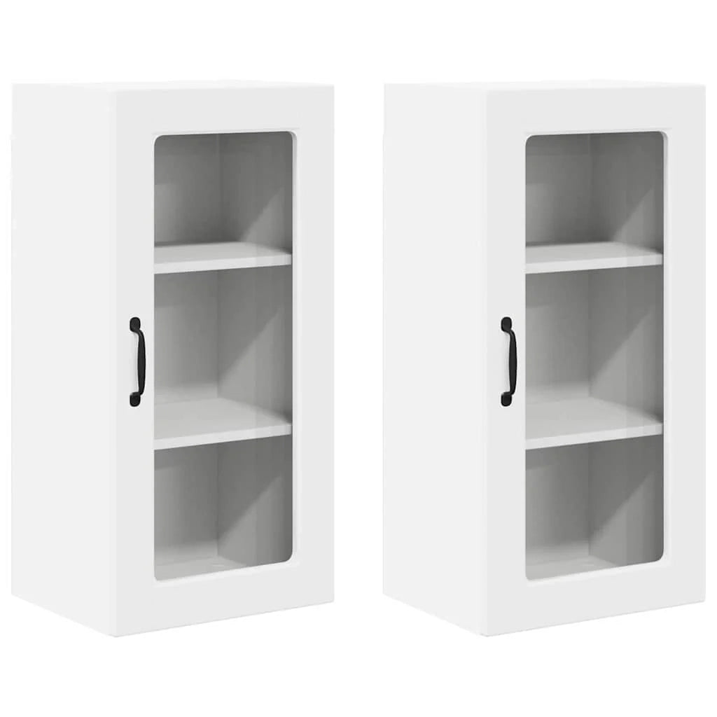 Set di 2 pensili da cucina moderni pratici per riporre oggetti 40 x 31 x 80 cm in legno composito bianco 02_0054005