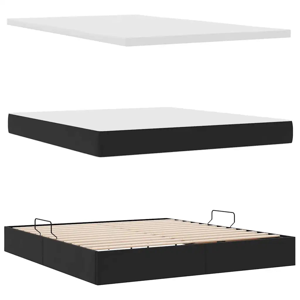 Letto con contenitore e LED con led Nero 180 x 200 cm Velluto
