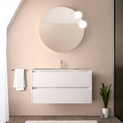 Mobile bagno sospeso 90 cm bianco lucido con lavabo ad incasso Gaya
