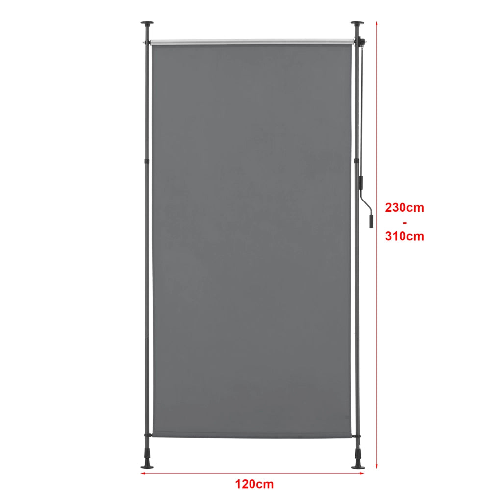 Schermo Verticale Cimarra da Balcone con Pali Telescopici Tenda Parasole Larga 120 cm Grigio Scuro pro.tec