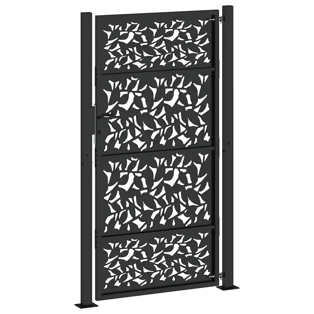Cancello da giardino nero 100x175 cm in acciaio con design a foglia 4100962