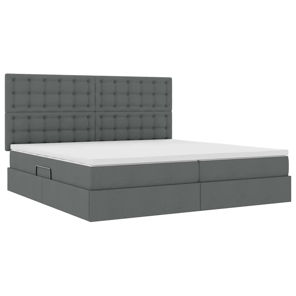 Letto con contenitore e LED con led Grigio scuro 200 x 200 cm