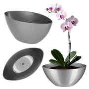 KADAX Vaso da fiori Vaso da fiori 21 cm Coperchio ovale Supporto per fiori in plastica argento