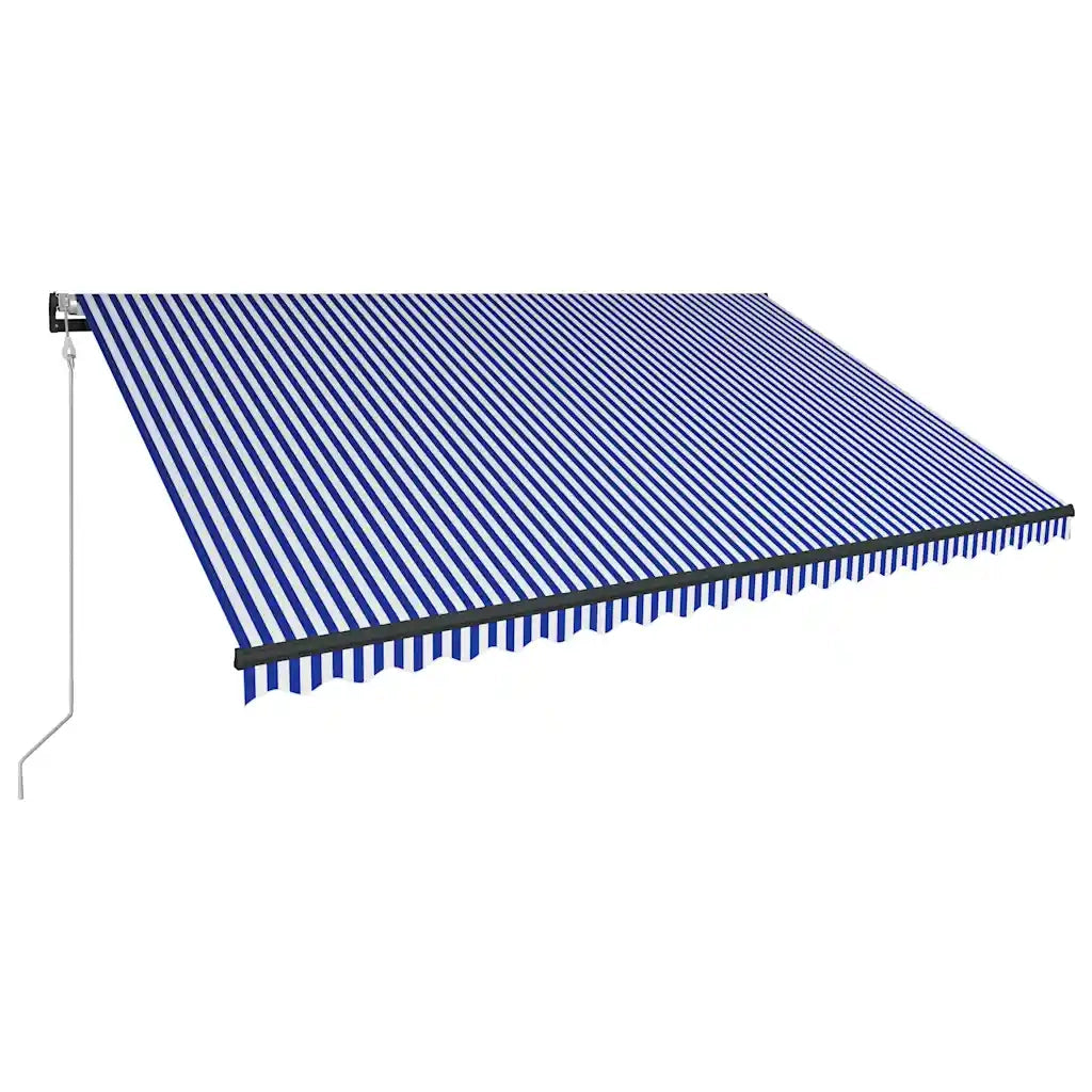 Tenda con Sensore Vento e LED 500x300 cm Blu e Bianca 3051283