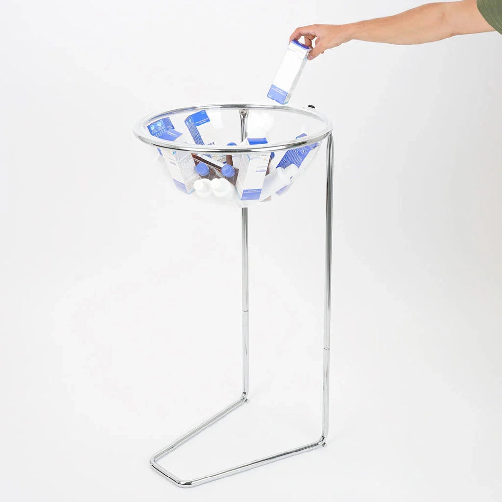Espositore con sfera in plexiglass struttura in metallo