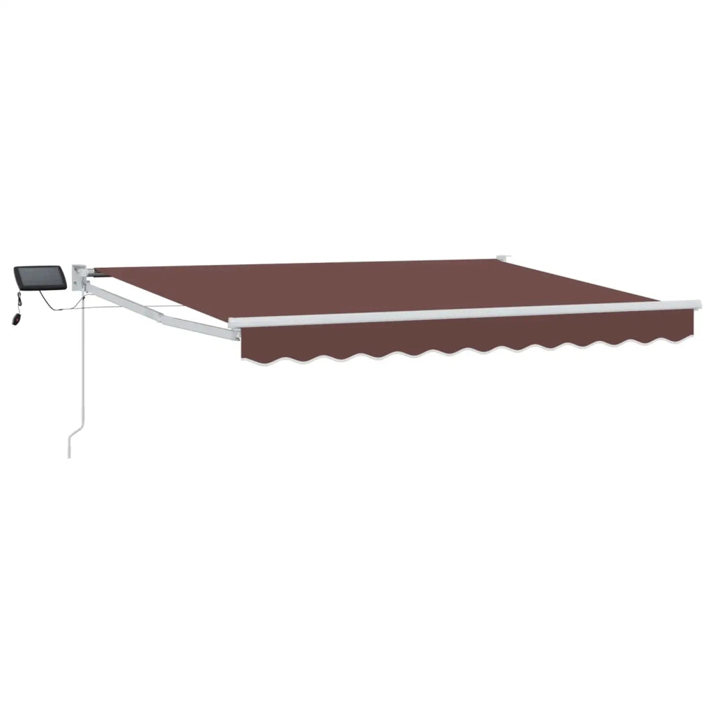 Tenda retrattile manuale con LED Marrone e bianco 3,5 x 2 m 3419214