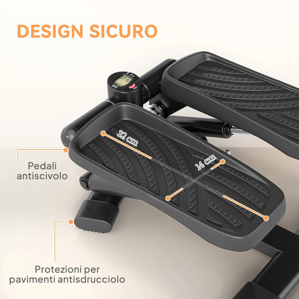 Stepper Twister 2 in 1 con Monitor LCD Pedali Grandi e Antiscivolo Capacità 100 kg Nero