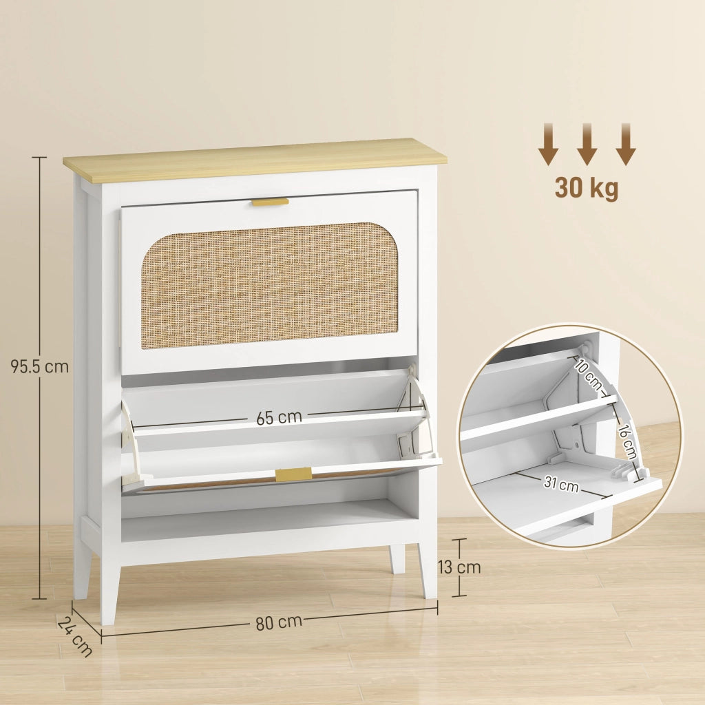 Mobiletto Scarpiera con 2 Cassetti ¨C Minimal ¨C 80x24x95.5 cm, Bianco