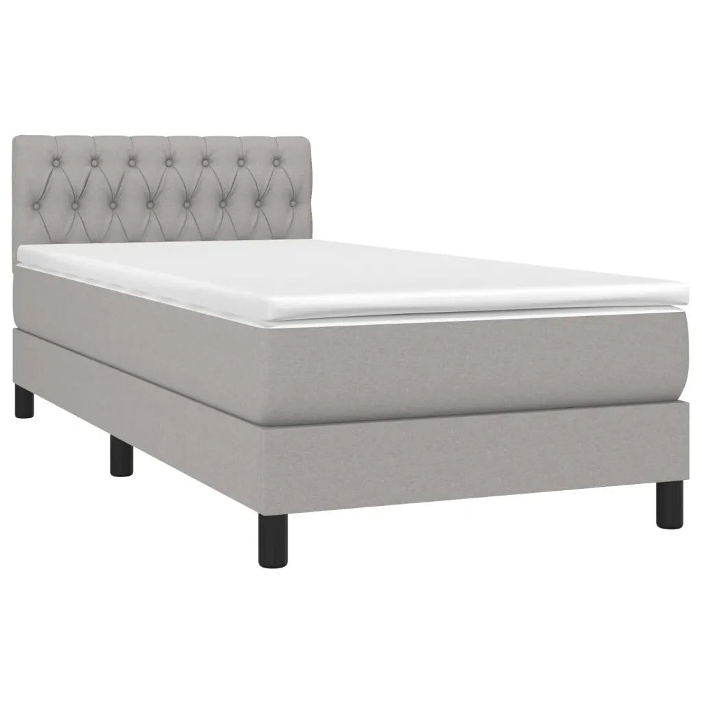 Letto a Molle Materasso e LED Grigio Chiaro 90x190 cm Tessuto 3133357
