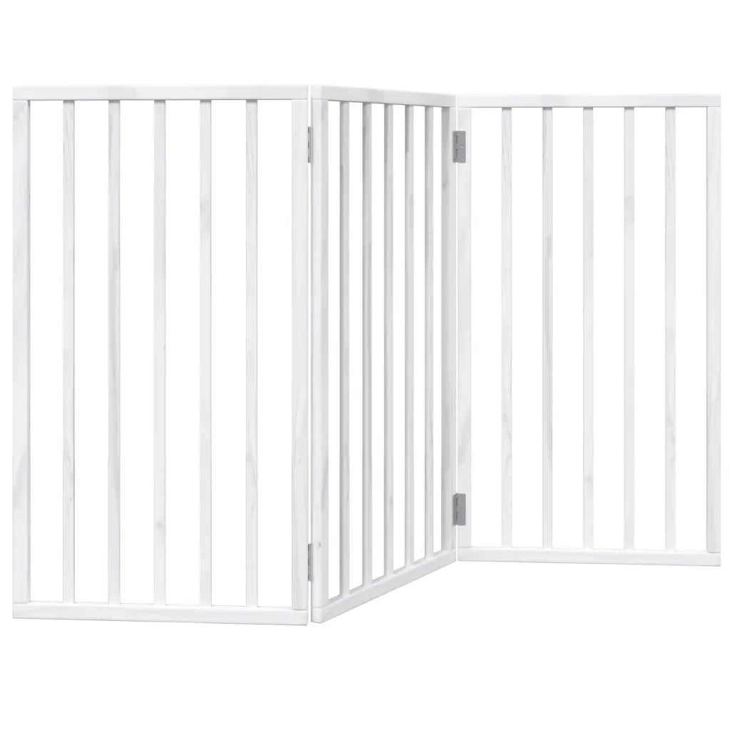 Cancelletto per cani pieghevole a 3 pannelli bianco 150 cm in legno di pioppo 352182