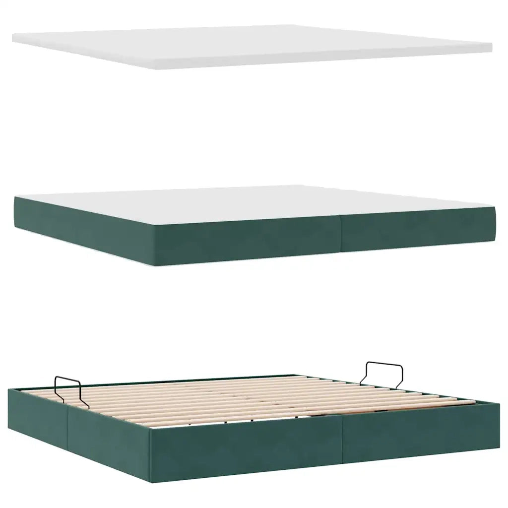 Letto con Contenitore Verde Scuro 200 x 200 cm Velluto 3370782