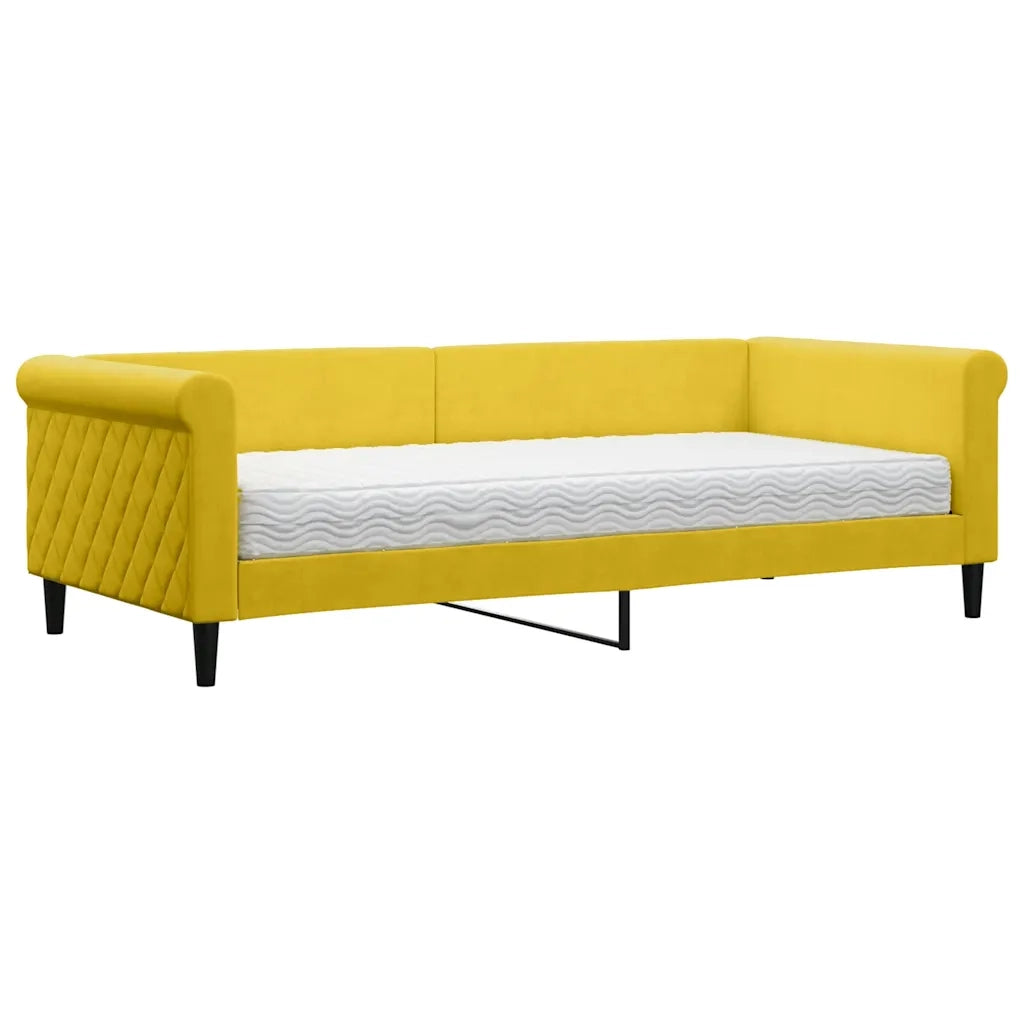 Divano letto | Sof¨¤ letto | Letto singolo con Materasso Giallo 90x200 cm in Velluto