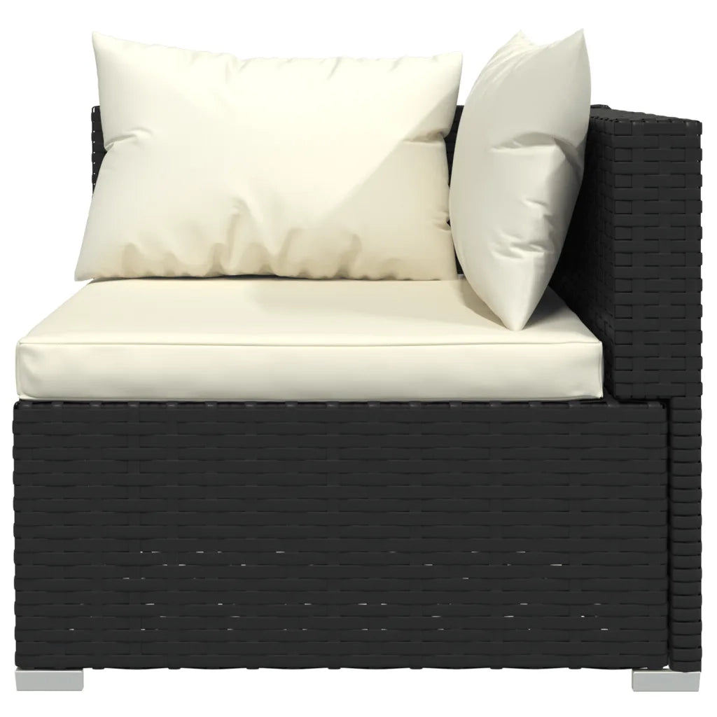 Set Mobili da Giardino 6 pz con Cuscini in Polyrattan Nero 3101935