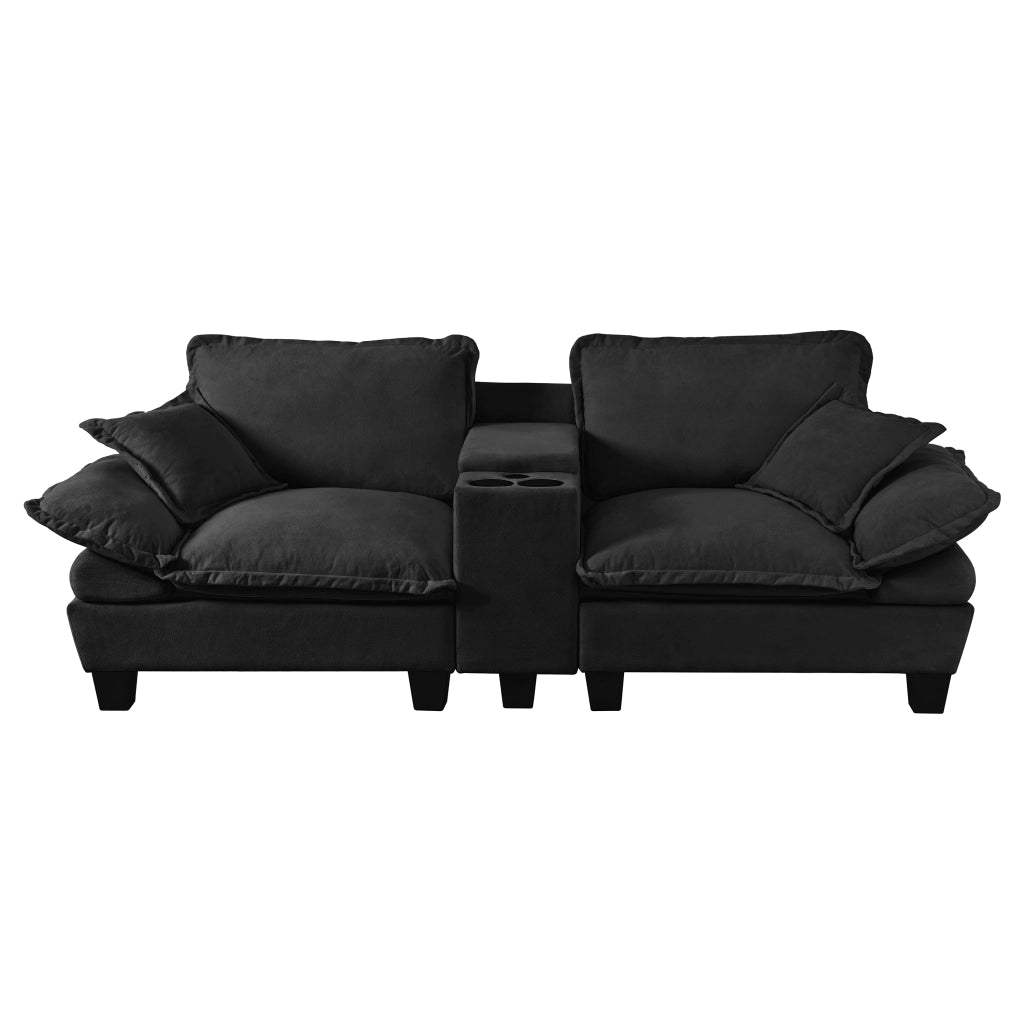 Divano Modulare con Contenitore e Cuscini ¨C MINIMAL ¨C Chenille, Nero
