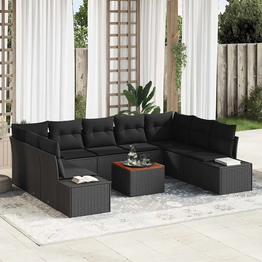 Set Divano da Giardino 10 pcs Nero