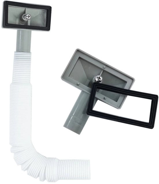 Flessibile Overlap Tubo - Interfaccia Quadrata 75 x 40 mm - Lunghezza 230-600 mm - Diametro 26 mm - Adatto per Cucine in Acciaio Inossidabile - 1 Pezzo - Canale di Scarico