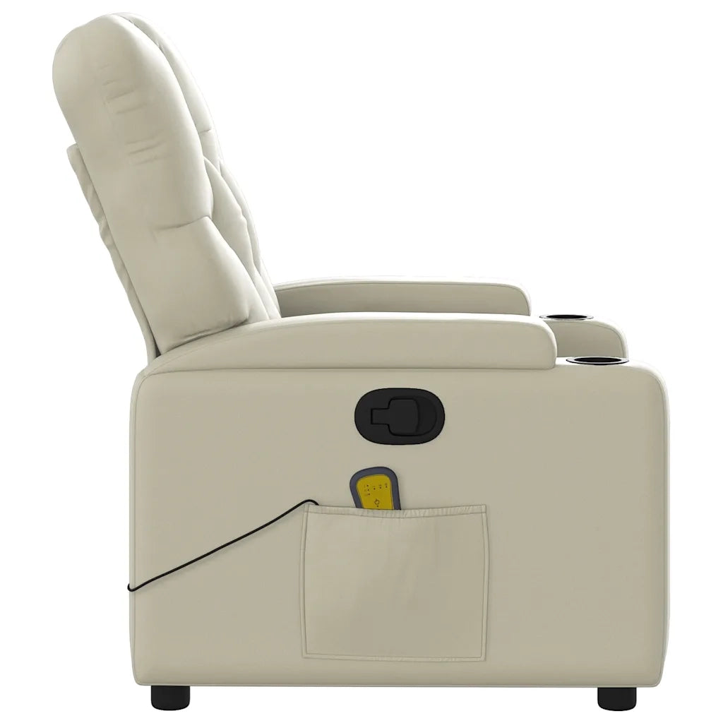 Poltrona da Massaggiante | Sedia Relax Reclinabile Crema Similpelle