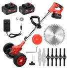 TAGLIAERBA ELETTRICO DECESPUGLIATORE 48V CON RUOTE TAGLIABORDI DOPPIA 2 BATTERIE