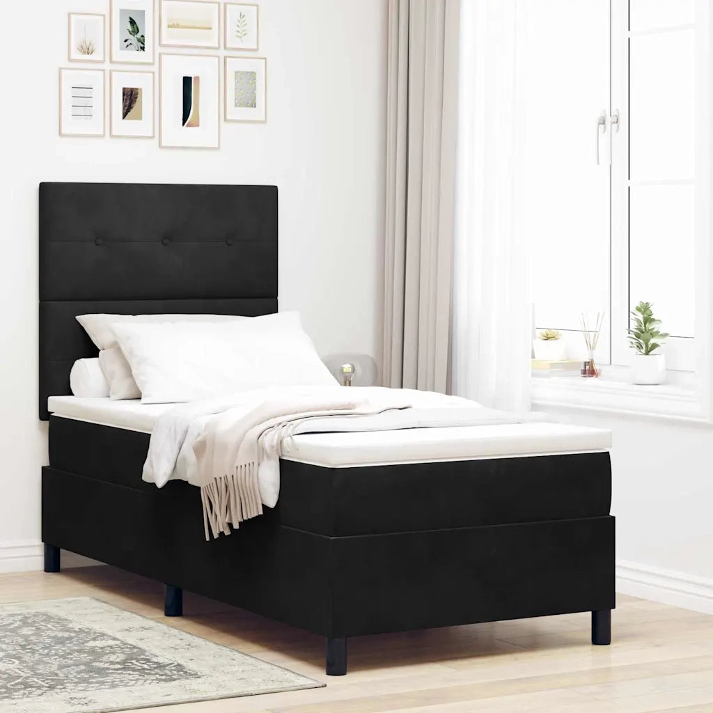 Letto a molle con materasso Nero 90 x 200 cm Velluto 3339808
