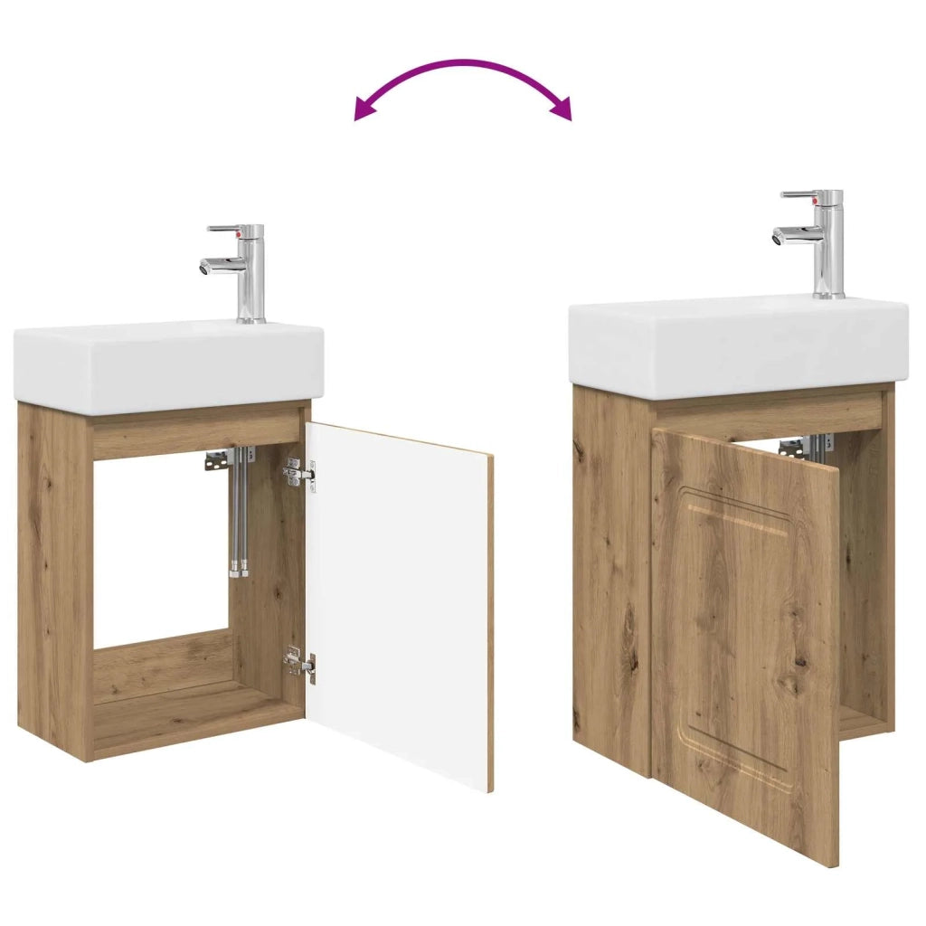 Mobile Bagno | Armadio da bagno con rubinetto Rovere Artigianale