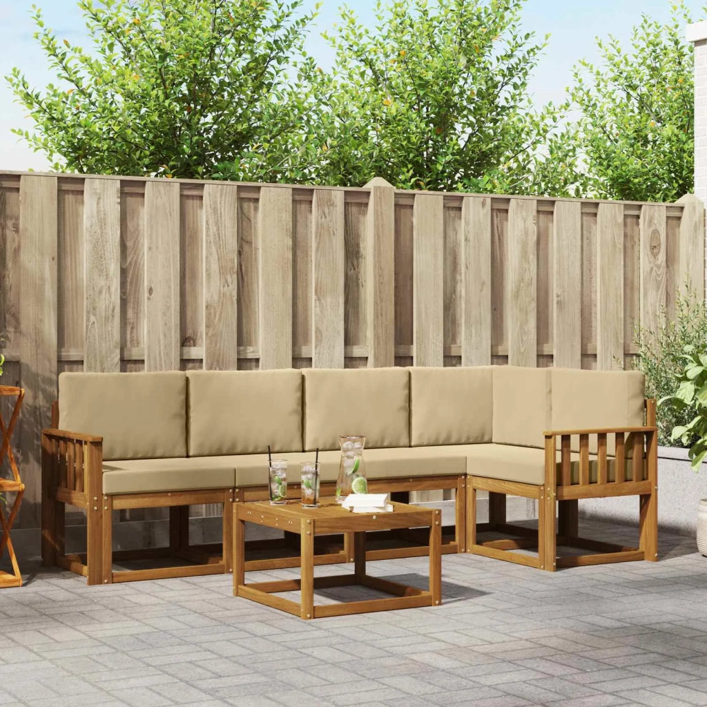 Set di divani da esterno con cuscino 6 pcs Naturale e Beige 3366426