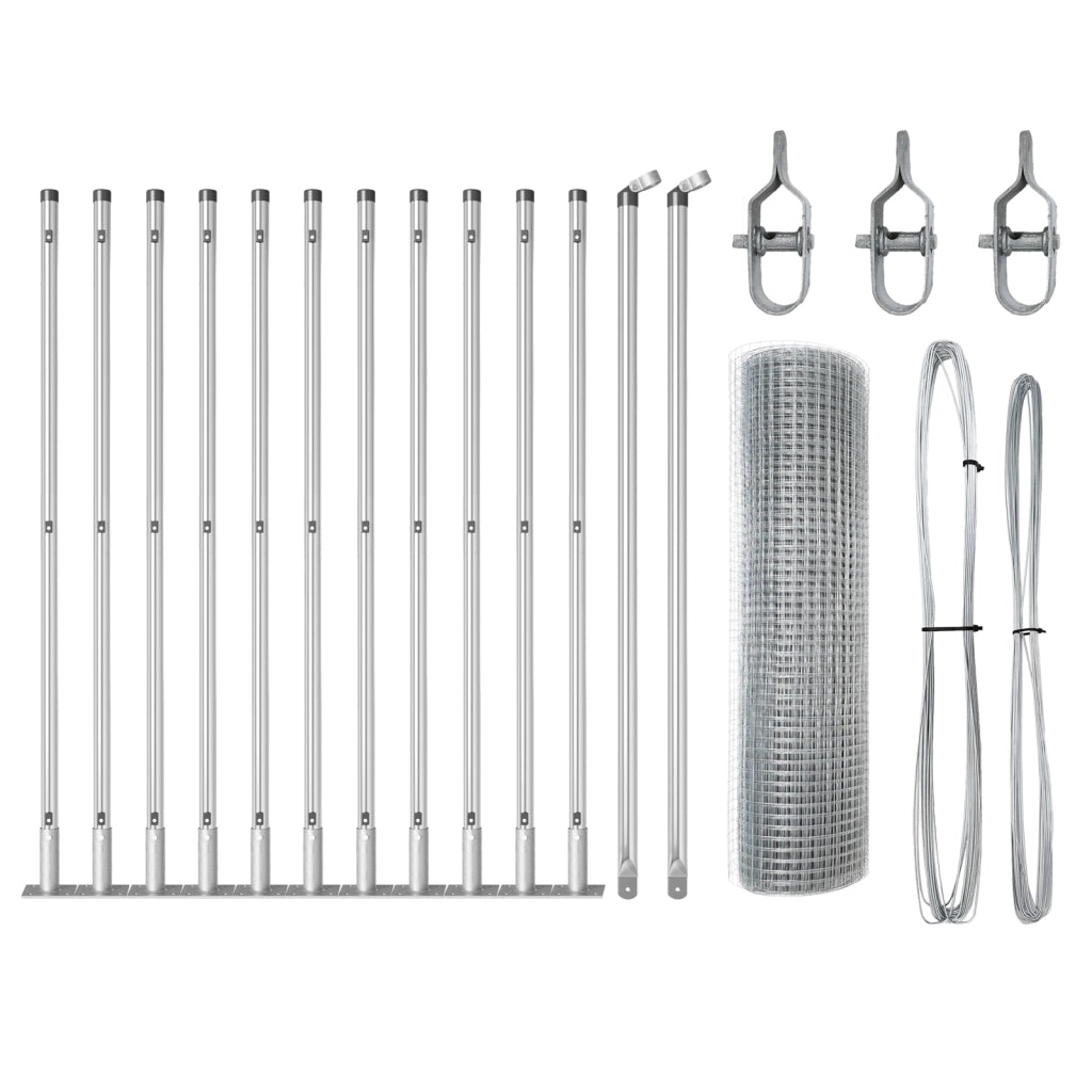 Set di Paletti per Recinzione Set di 2 Acciaio zincato 25 x 0,5 m