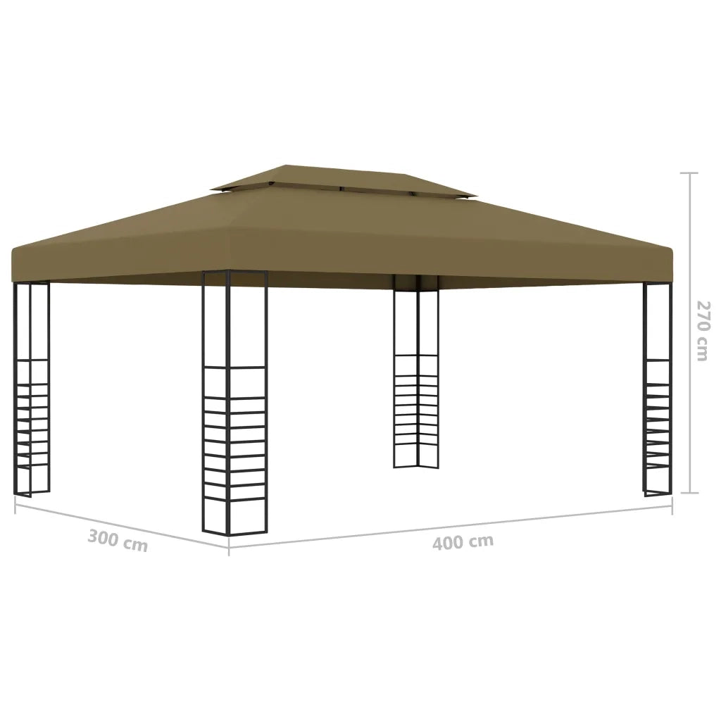 Gazebo | Pergolato con Luci LED a Stringa 3x4 m Grigio Talpa