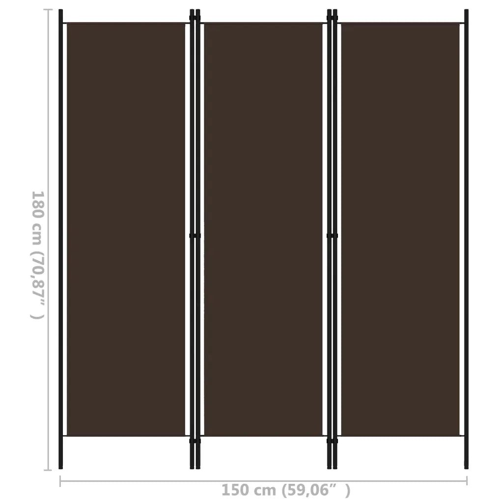 Divisorio Ambienti | Divider per stanze | Paravento 3 Pannelli Marrone 150x180 cm