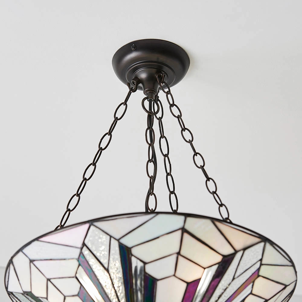 Lampada a sospensione Tiffany vetro multicolore 3xE27