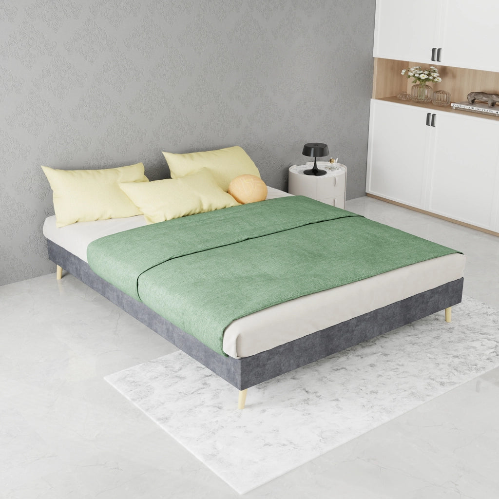 LETTO 140x200 cm Velluto olandese Grigio con testiera alta