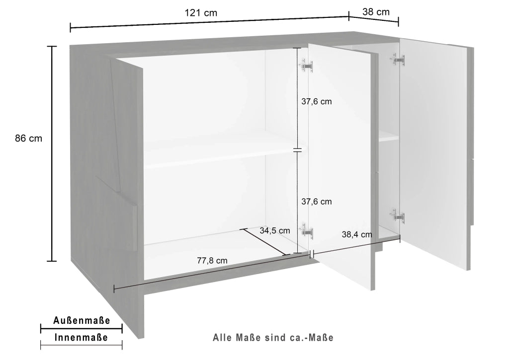 Mobile PING L 121.8 x H 86 x P 39.2 cm grigio cemento
