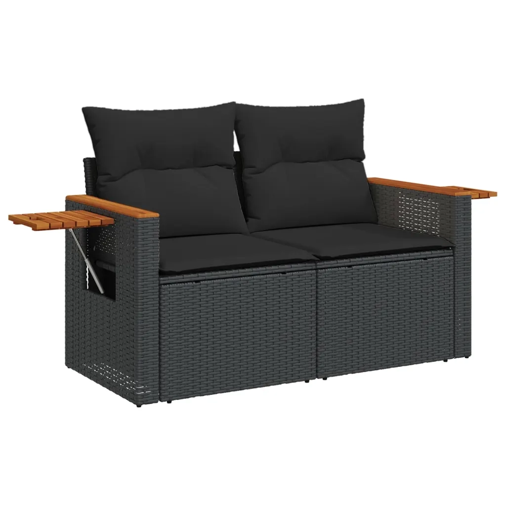 Set Divani da Giardino con Cuscini 8 pz Nero in Polyrattan 3226643