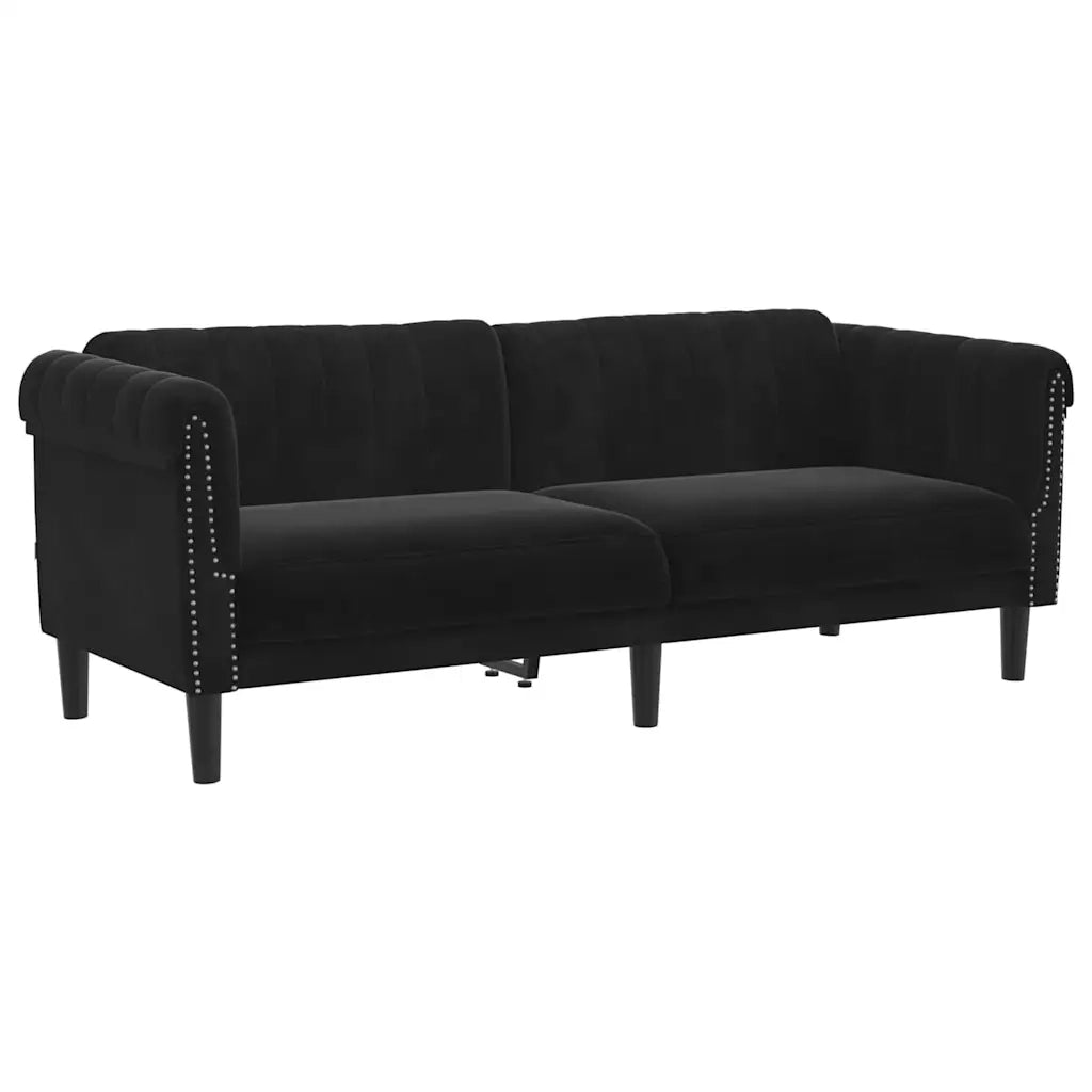 Divano a 3 Posti-Sofa 3 Posti Nero in Velluto
