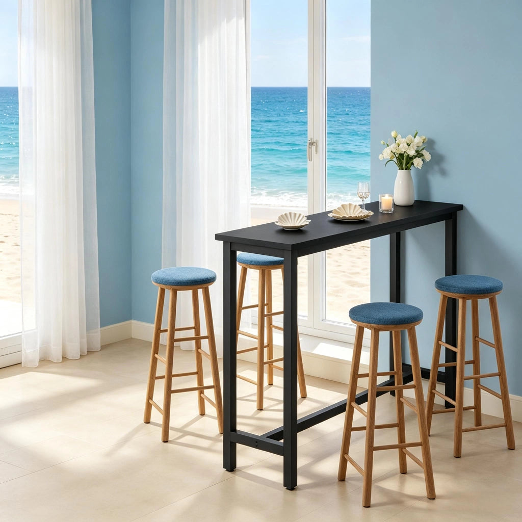 TAVOLO BAR 140x100x40 cm Nero MDF e Metallo