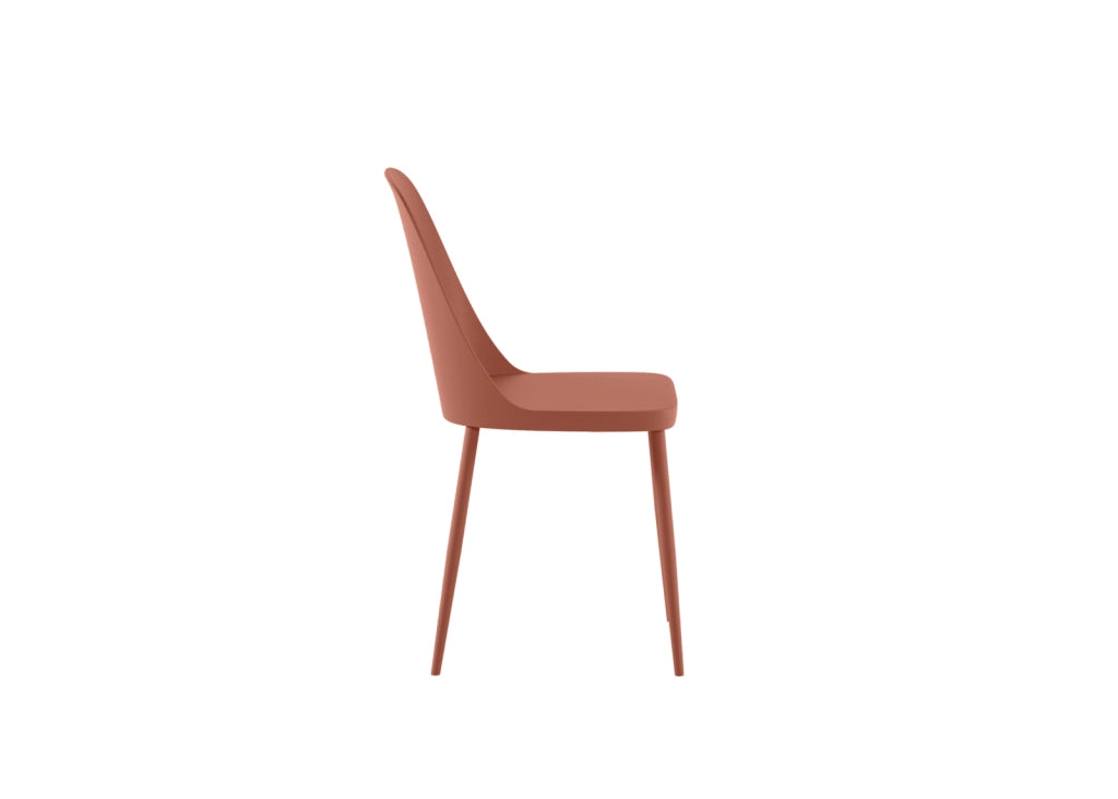 Sedia Tamara in Polipropilene Ruggine con Struttura in Metallo in Tinta - Design Moderno Ergonomico per Ambienti - Set da 4