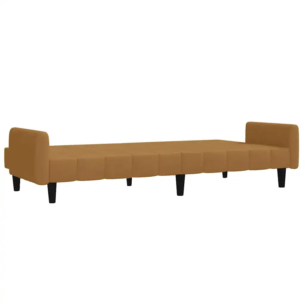 Divano Letto a 2 Posti Marrone in Velluto 375782