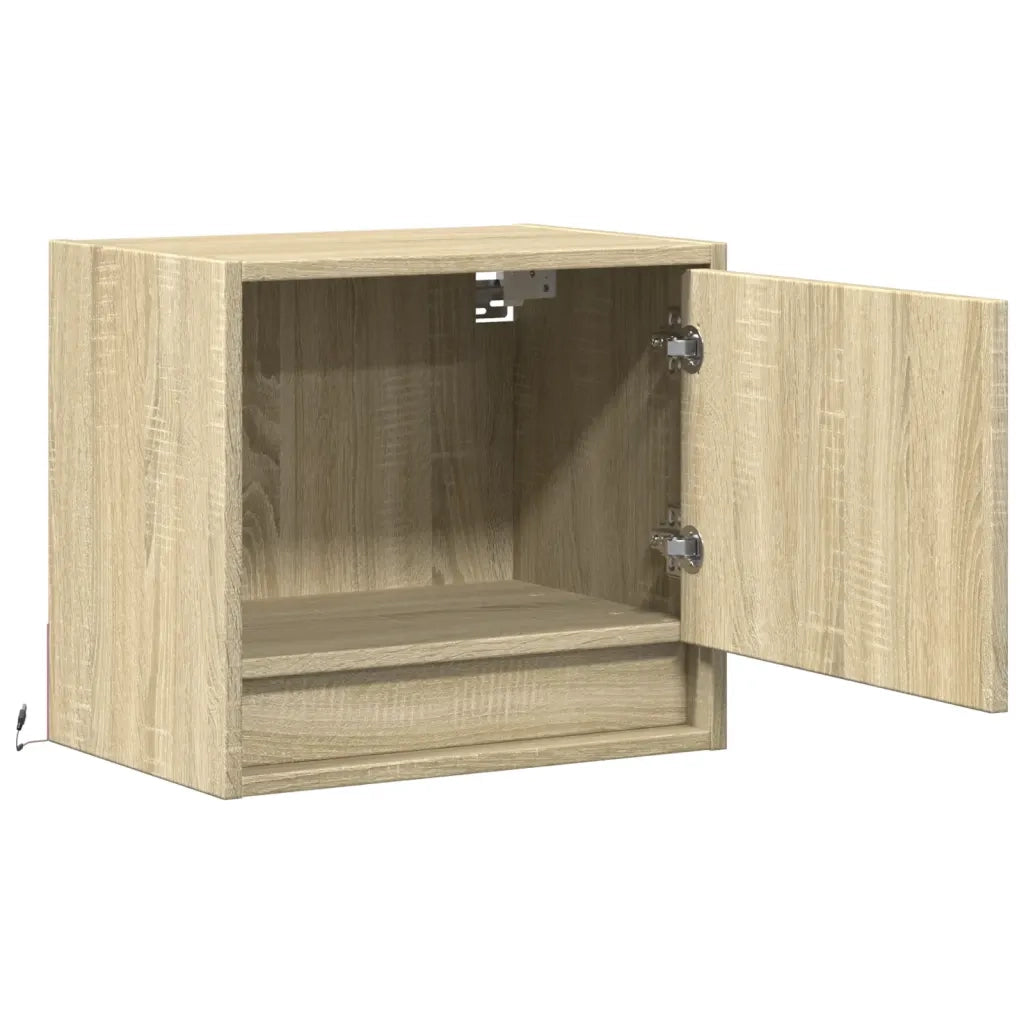 Comodini a Parete con luci LED 2 pz Rovere Sonoma 852080