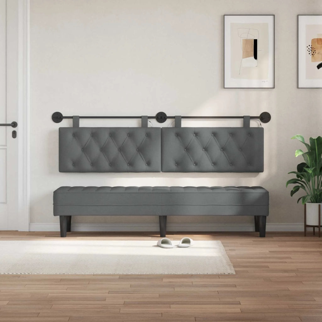Testiera | Testata sospesa Con luce LED Grigio Scuro Tessuto
