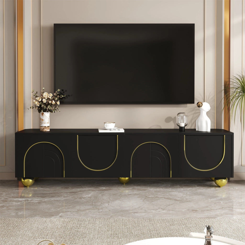 Cassettiera TV nera in truciolato; lunghezza 170 cm